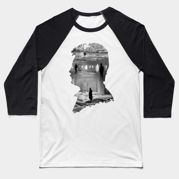 Andrei Tarkovsky Movie Silhouette Collage Baseball T-Shirt by burrotees